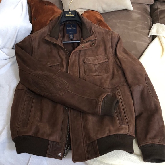 brooks brothers leather bomber jacket